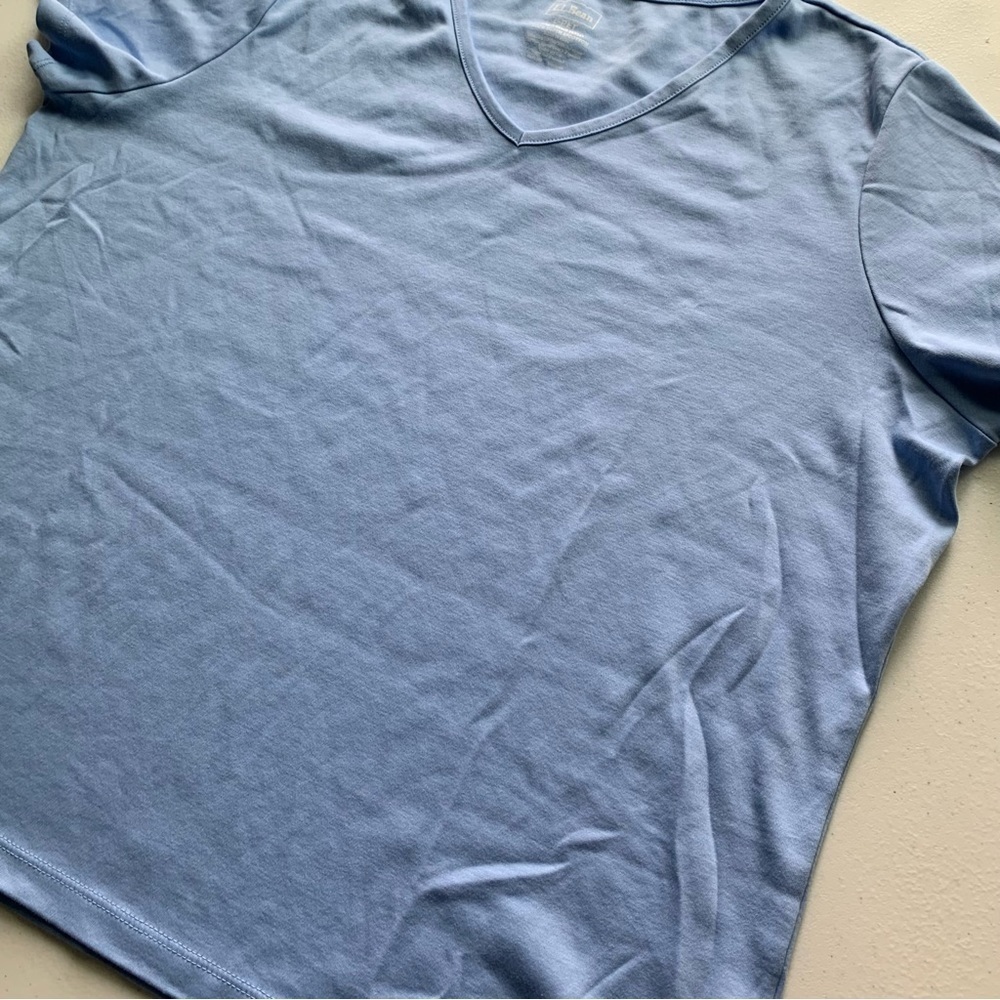 L.L.Bean Short Sleeve V-Neck Soft Comfort Top, 100% Supima Cotton
